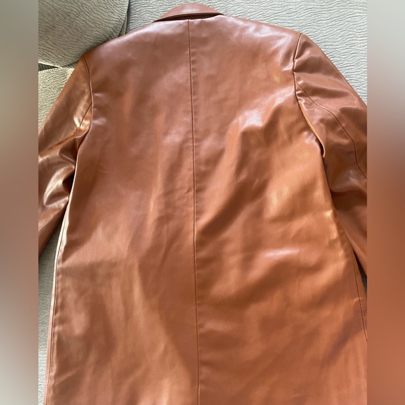 ZARA Cognac Faux Leather Blazer - Size XS/S - NEW! - Picture 5 of 6